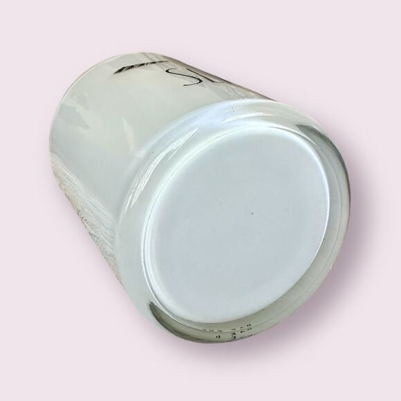 NWOT Rae Dunn SLAY Eyelashes Make-up Brush Storage Container Holder White Glass - Picture 2 of 5